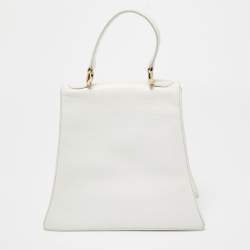 Pre Owned Chloe White Textured Leather Top Handle Bag