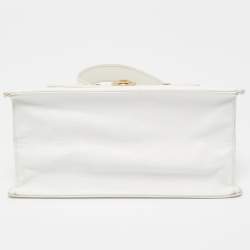 Pre Owned Chloe White Textured Leather Top Handle Bag