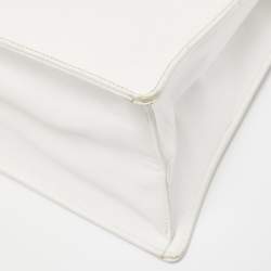 Pre Owned Chloe White Textured Leather Top Handle Bag