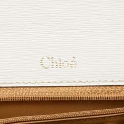 Pre Owned Chloe White Textured Leather Top Handle Bag