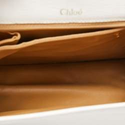 Pre Owned Chloe White Textured Leather Top Handle Bag