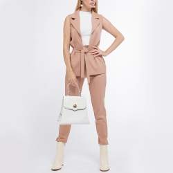 Pre Owned Chloe White Textured Leather Top Handle Bag