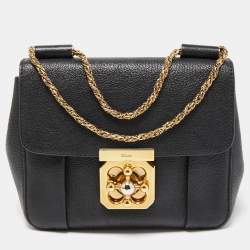 Pre Owned Chloe Black Leather Small Elsie Shoulder Bag