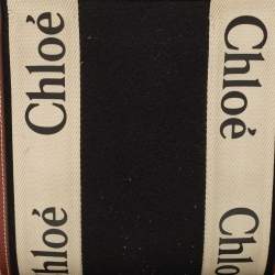 Pre Owned حقيبة يد توتس كلوي وودي جلد وصوف بيج/أسود متوسطة