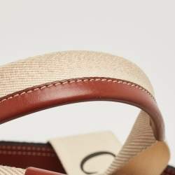 Pre Owned حقيبة يد توتس كلوي وودي جلد وصوف بيج/أسود متوسطة