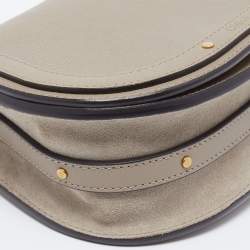 Pre Owned Chloe Beige Leather and Suede Small Nile Bracelet Crossbody Bag
