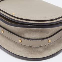 Pre Owned Chloe Beige Leather and Suede Small Nile Bracelet Crossbody Bag