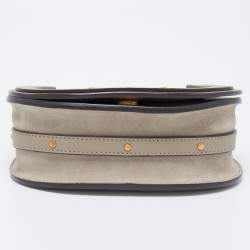 Pre Owned Chloe Beige Leather and Suede Small Nile Bracelet Crossbody Bag