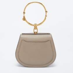 Pre Owned Chloe Beige Leather and Suede Small Nile Bracelet Crossbody Bag