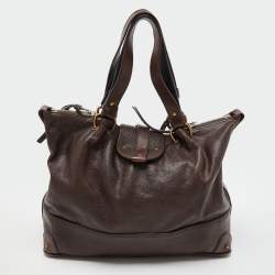 Pre Owned Chloe Dark Brown/Black Leather Kerala Dome Satchel