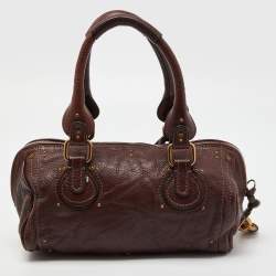 Pre Owned Chloe Burgundy Leather Paddington Bag