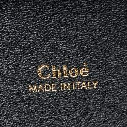 Pre Owned Chloe Navy Blue/Black Croc Embossed and Leather Small Aby Lock Bag