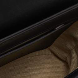 Pre Owned Chloe Navy Blue/Black Croc Embossed and Leather Small Aby Lock Bag