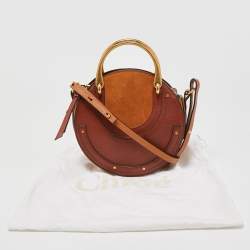 Pre Owned Chloe Brown Leather and Suede Small Pixie Round Bag