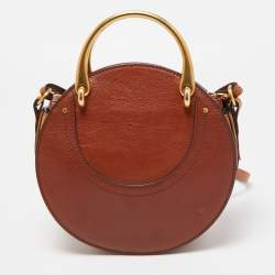 Pre Owned Chloe Brown Leather and Suede Small Pixie Round Bag