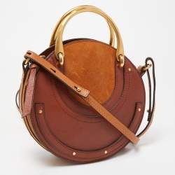 Pre Owned Chloe Brown Leather and Suede Small Pixie Round Bag
