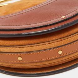 Pre Owned Chloe Brown Leather and Suede Small Pixie Round Bag