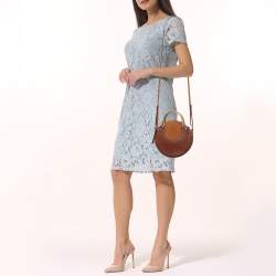 Pre Owned Chloe Brown Leather and Suede Small Pixie Round Bag