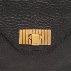 Chloe Black Pebbled Leather Sally Envelope Clutch