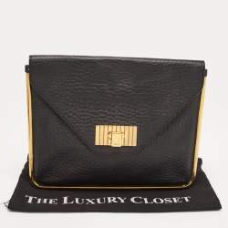 Chloe Black Pebbled Leather Sally Envelope Clutch
