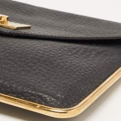 Chloe Black Pebbled Leather Sally Envelope Clutch