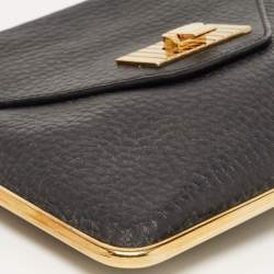 Chloe Black Pebbled Leather Sally Envelope Clutch
