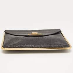 Chloe Black Pebbled Leather Sally Envelope Clutch