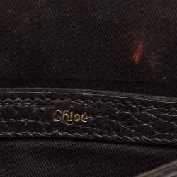 Chloe Black Pebbled Leather Sally Envelope Clutch
