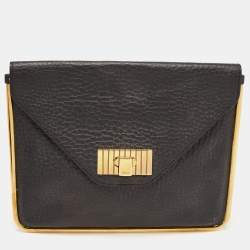 Chloe Black Pebbled Leather Sally Envelope Clutch