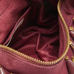 Pre Owned Chloé  Burgundy Beaded Canvas Ring Handle Hobo