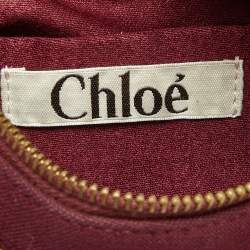 Pre Owned Chloé  Burgundy Beaded Canvas Ring Handle Hobo