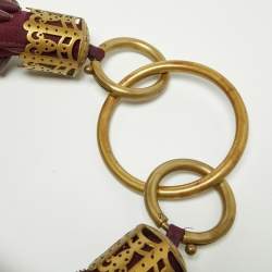 Pre Owned Chloé  Burgundy Beaded Canvas Ring Handle Hobo