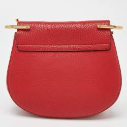 Pre Owned Chloe Red Leather Small Drew Chain Crossbody Bag