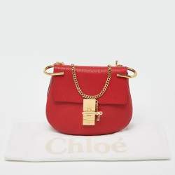 Pre Owned Chloe Red Leather Small Drew Chain Crossbody Bag