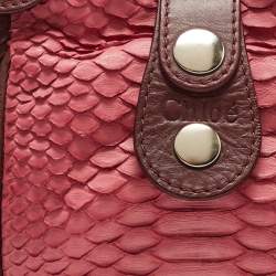 Pre Owned Chloe Burgundy/Pink Python and Leather Silverado Satchel
