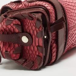 Pre Owned Chloe Burgundy/Pink Python and Leather Silverado Satchel