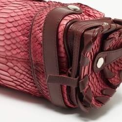 Pre Owned Chloe Burgundy/Pink Python and Leather Silverado Satchel