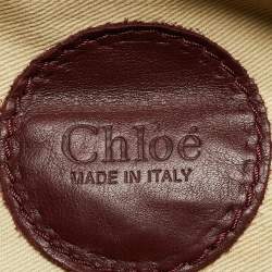 Pre Owned Chloe Burgundy/Pink Python and Leather Silverado Satchel