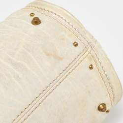 Pre Owned Chloe Cream/Silver Shimmer Leather Mini Paddington Satchel
