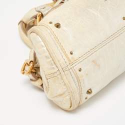 Pre Owned Chloe Cream/Silver Shimmer Leather Mini Paddington Satchel