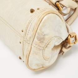 Pre Owned Chloe Cream/Silver Shimmer Leather Mini Paddington Satchel
