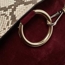 Pre Owned Chloe Burgundy/Beige Python and Suede Medium Faye Shoulder Bag