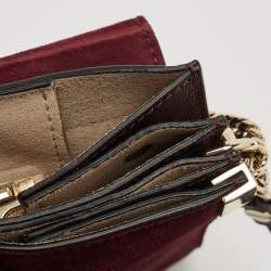 Pre Owned Chloe Burgundy/Beige Python and Suede Medium Faye Shoulder Bag