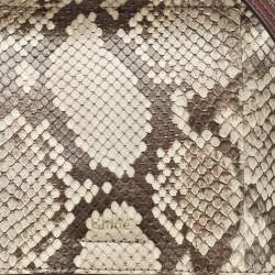 Pre Owned Chloe Burgundy/Beige Python and Suede Medium Faye Shoulder Bag