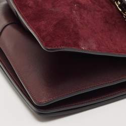 Pre Owned Chloe Burgundy/Beige Python and Suede Medium Faye Shoulder Bag