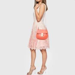 Pre Owned Chloe Coral Orange Leather Medium Drew Shoulder Bag
