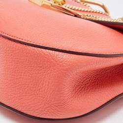 Pre Owned Chloe Coral Orange Leather Medium Drew Shoulder Bag