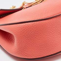 Pre Owned Chloe Coral Orange Leather Medium Drew Shoulder Bag