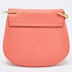 Pre Owned Chloe Coral Orange Leather Medium Drew Shoulder Bag
