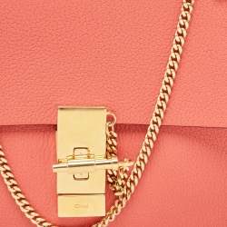 Pre Owned Chloe Coral Orange Leather Medium Drew Shoulder Bag
